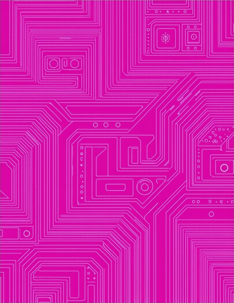 Vibrant Pink Circuit Board Connections Rug