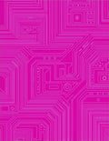 Vibrant Pink Circuit Board Connections Rug
