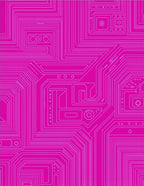 Vibrant Pink Circuit Board Connections Rug
