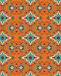 Orange Teal Red Symmetrical Medallion Rug