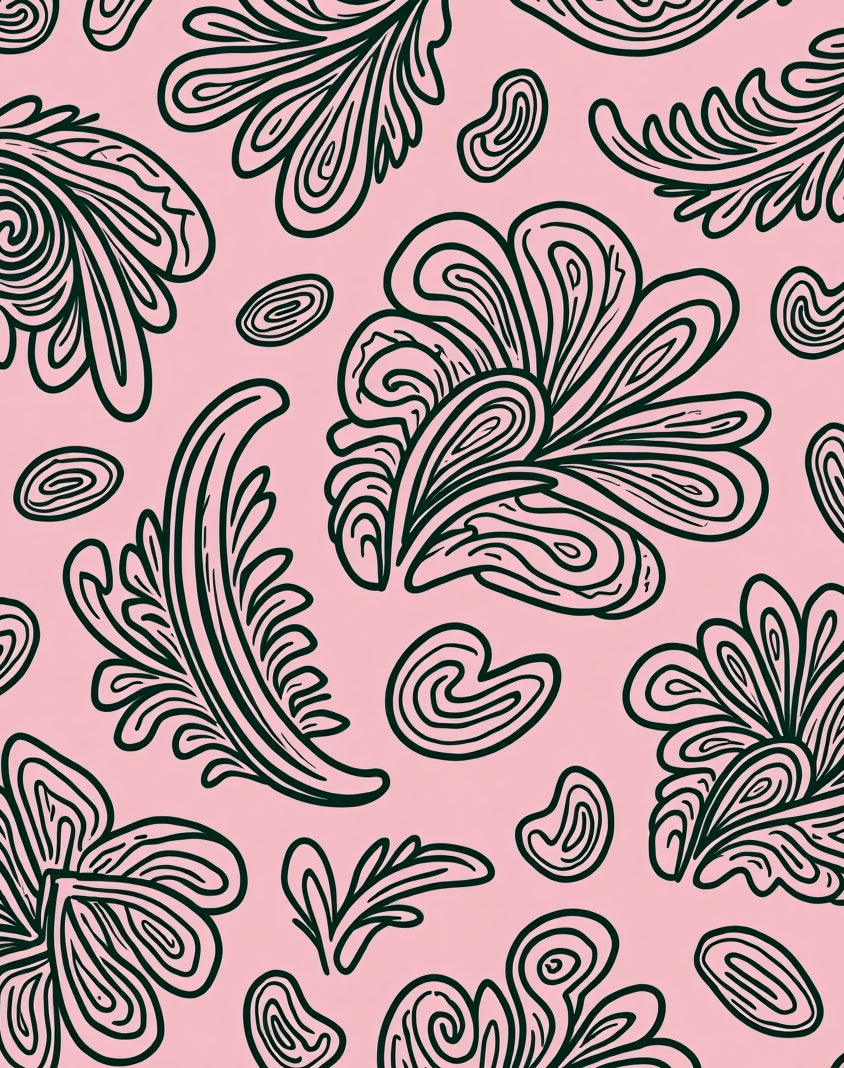 Pink Emerald Swirl Foliage Harmony Rug