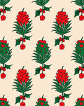 Festive Red Green Holly Berry Branch Rug