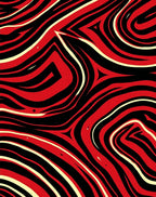 Crimson Black Swirling Marble Rug