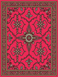 Vibrant Crimson Floral Scroll Rug