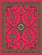 Vibrant Crimson Floral Scroll Rug