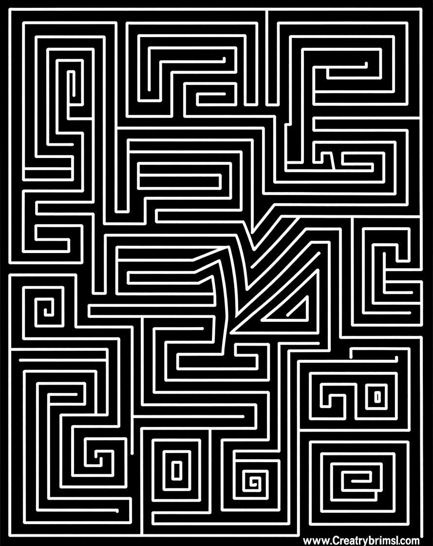 Monochromatic Black White Maze Lines Rug