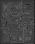 Monochromatic Black White Maze Lines Rug