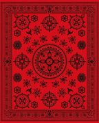Crimson Red Floral Mandala Medallion Rug