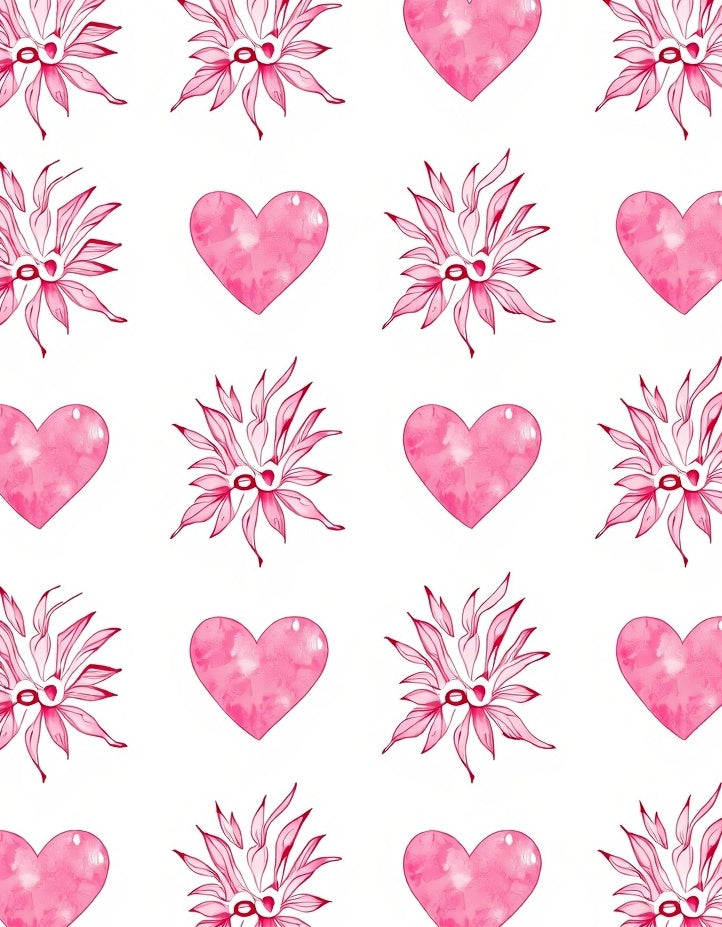Pink Hearts and Floral Burst Rug
