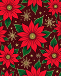 Vibrant Red Poinsettia Starburst Rug