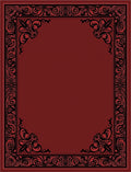 Deep Crimson Black Scrollwork Frame Rug