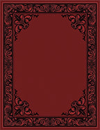 Deep Crimson Black Scrollwork Frame Rug
