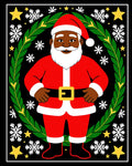 Christmas Santa Claus Black Festive Wreath Rug