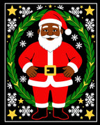 Christmas Santa Claus Black Festive Wreath Rug