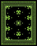 Neon Black Ornate Floral Border Rug