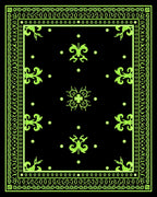 Neon Black Ornate Floral Border Rug