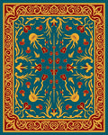 Grand Teal Red Golden Floral Ornament Rug