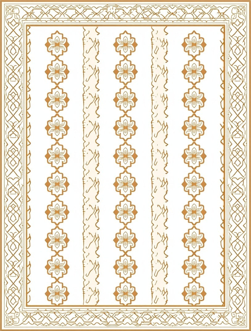 Rich Ochre Floral Garden Frame Rug