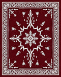 Deep Red White Floral Starburst Rug