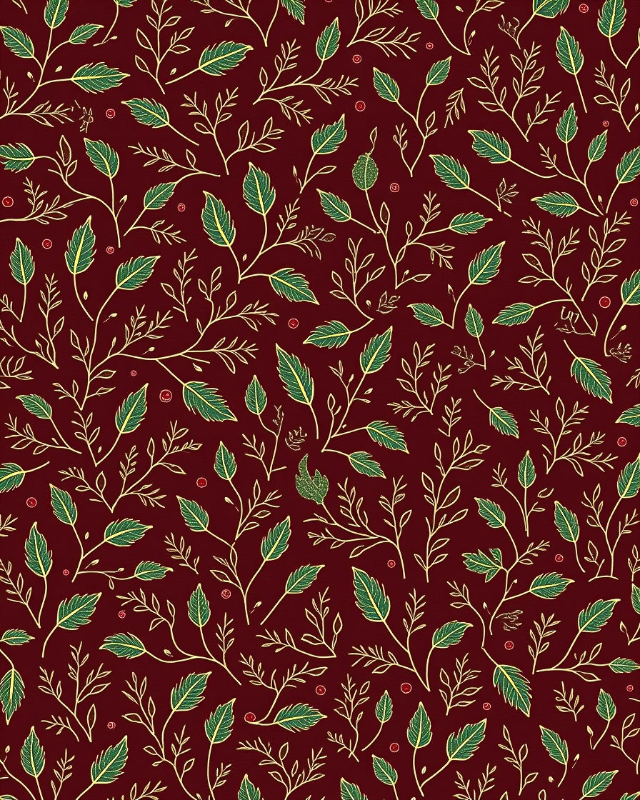 Deep Red Botanical Vine Medley Rug