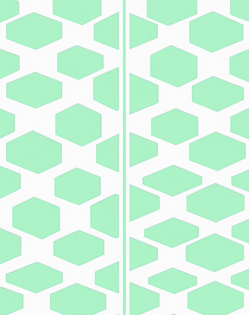 Light Green Hexagon Overlapping Geometric Rug