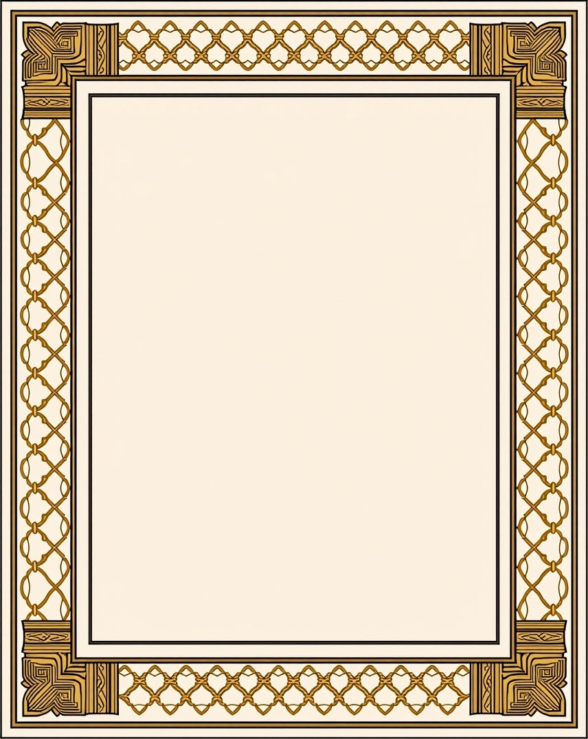 Gold Chain Links Geometric Border Rug