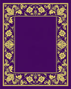 Vintage Purple Golden Floral Border Rug