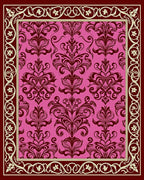Crimson Floral Bordered Medallion Rug