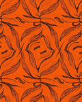 Vivid Orange Black Line Art Bloom Rug