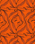 Vivid Orange Black Line Art Bloom Rug