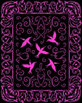 Pink Birds Floral Scrollwork Medallion Rug