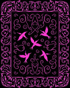 Pink Birds Floral Scrollwork Medallion Rug