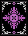 Ornate Purple Floral Black Medallion Rug