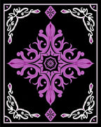 Ornate Purple Floral Black Medallion Rug