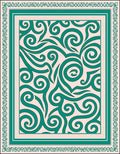 Teal Swirl Ivory Medallion Border Rug