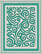 Teal Swirl Ivory Medallion Border Rug