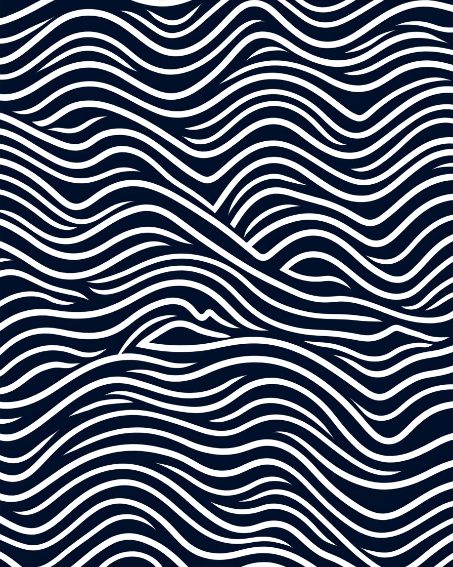 Deep Navy White Organic Wave Rug
