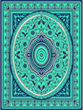 Teal Deep Blue Intricate Medallion Rug