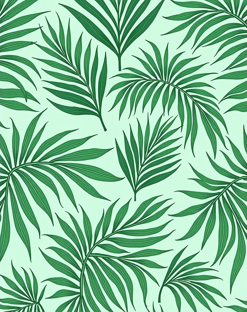Emerald Palm Frond Tropical Sweep Rug