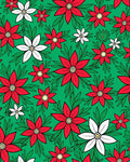 Red White Floral Accents Green Background Rug