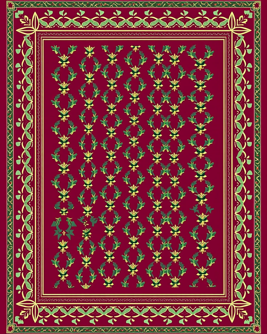 Crimson Laurel Leaf Scatter Rug