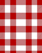 Crimson White Plaid Checkered Squares Rug