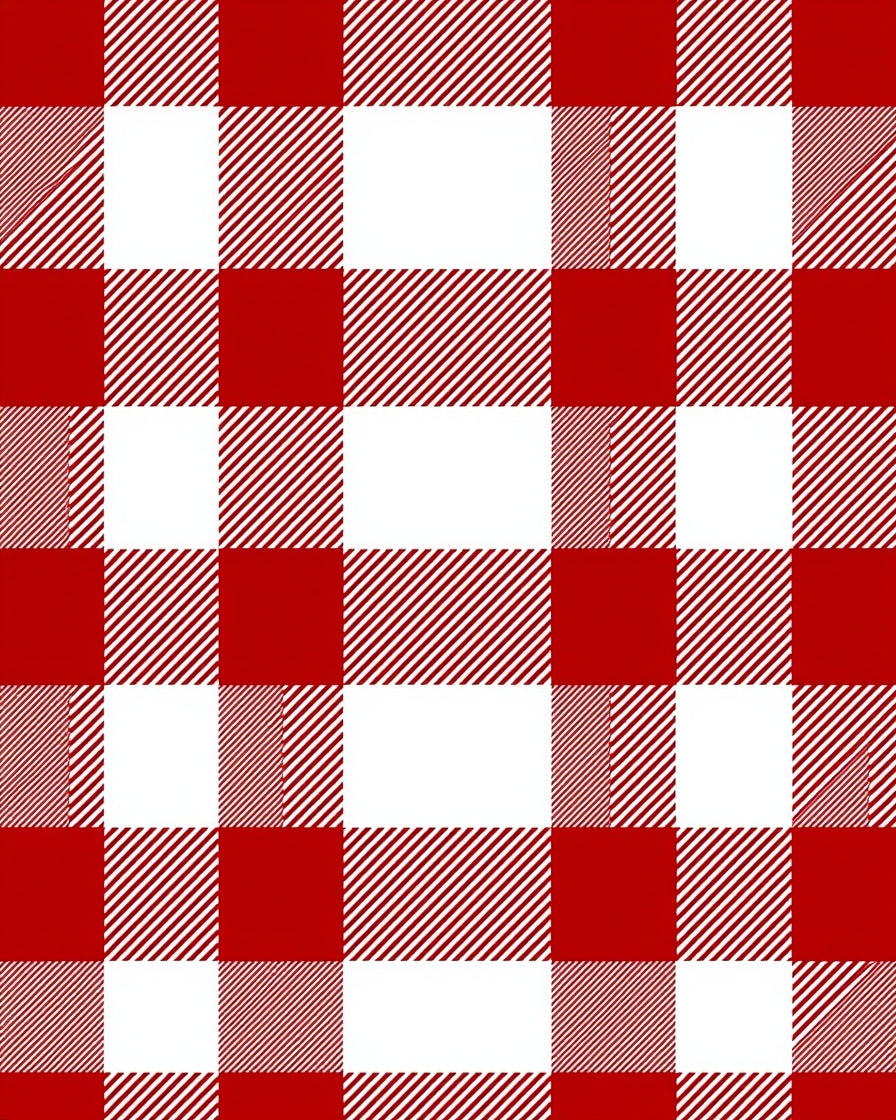 Crimson White Plaid Checkered Squares Rug