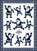 Navy Blue Happy Gnomes Border Rug