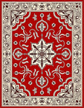 Crimson Cream Floral Central Medallion Rug