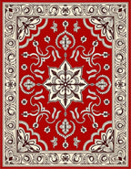 Crimson Cream Floral Central Medallion Rug