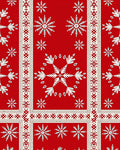 Classic Red White Snowflake Border Rug