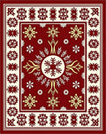 Crimson Snowflake Border Medallion Rug