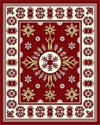 Crimson Snowflake Border Medallion Rug