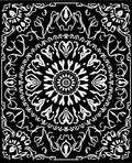 Black White Floral Mandala Symmetry Rug